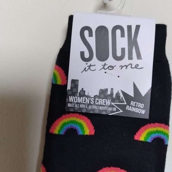 Sock It To Me Women's Retro Rainbow Print Crew Socks New with Tags - Picture 4 of 7